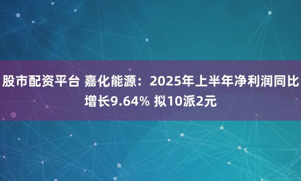 股市配资平台 嘉化能源：2025年上半年净利润同比增长9.64% 拟10派2元